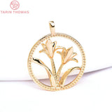 6PCS 18.5MM Brass Zircon Flowers Pendants DIY Jewelry Making Findings