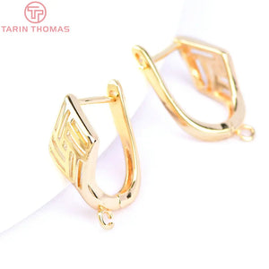 6PCS 14x18MM 24K Brass Earrings Hoop DIY Jewelry Findings