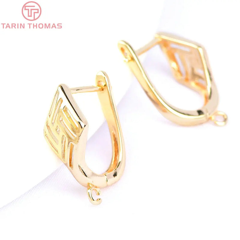 6PCS 14x18MM 24K Brass Earrings Hoop DIY Jewelry Findings