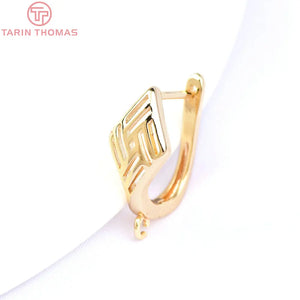6PCS 14x18MM 24K Brass Earrings Hoop DIY Jewelry Findings