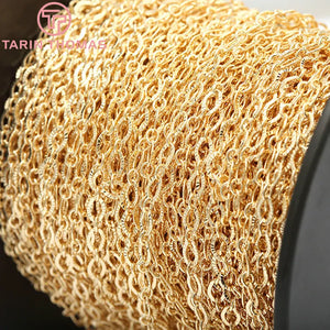 1M Width 4MM 24K Plated Brass Necklace Chains Bracelet Chains