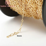 1M Width 4MM 24K Plated Brass Necklace Chains Bracelet Chains