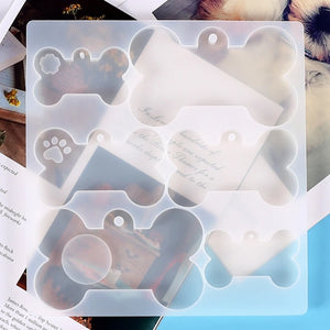Dog Bone Tag Epoxy Resin Mold Keychain Pet Hanging Sign DIY Silicone Mould