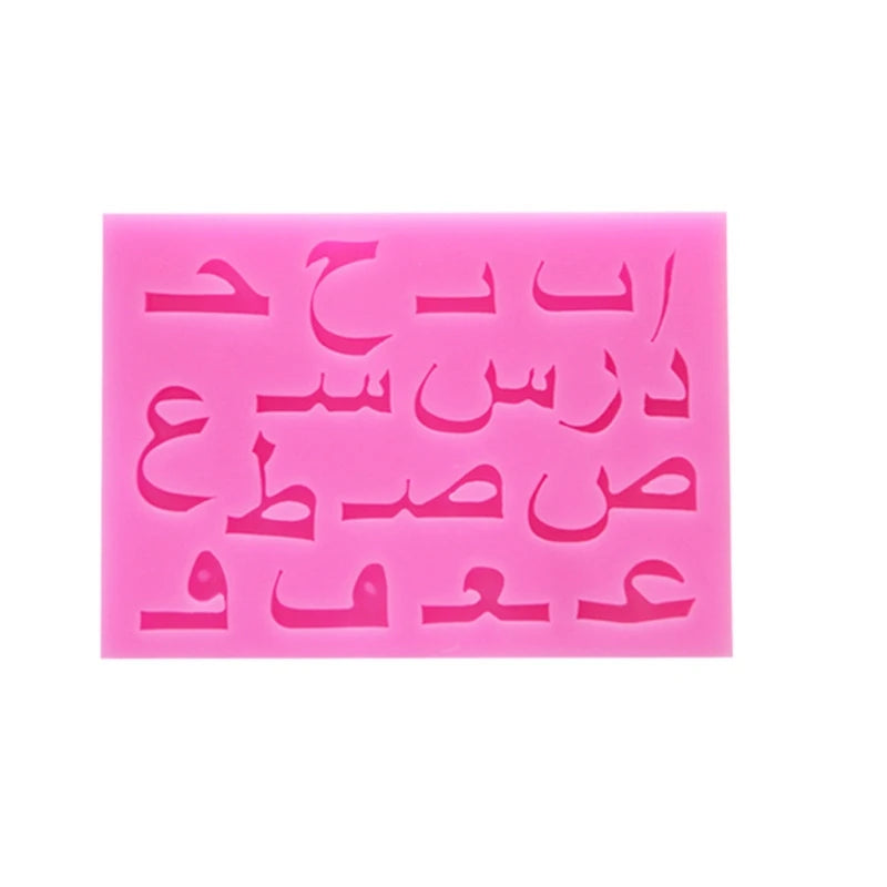 2Pcs Silicone Arabic Letters Alphabet Number Resin Casting Mold Fondant Mould