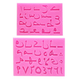 2Pcs Silicone Arabic Letters Alphabet Number Resin Casting Mold Fondant Mould