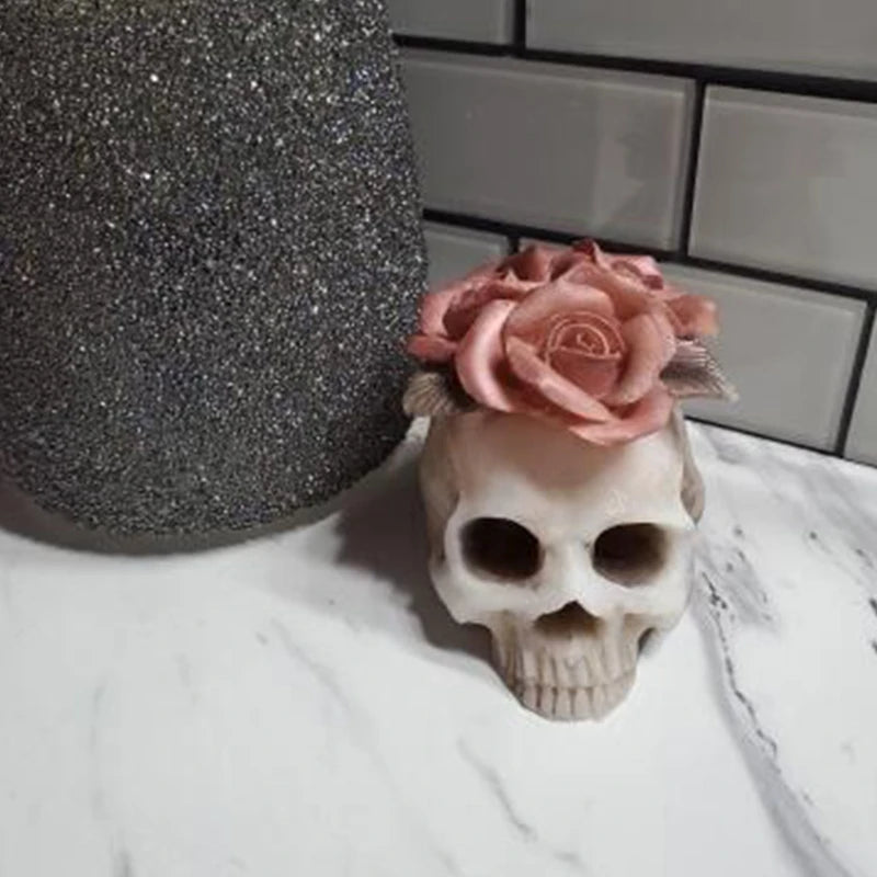 3D Rose Flower Skull Resin Mold Home Decorations Silicone Mould