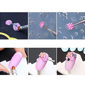 3Pcs 3D Floral Nail Art Silicone Mold Kit Leaves Flower Carving Mold