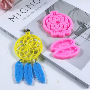 Resin Mold Dream Catcher Feather Pendant Earrings Keychain