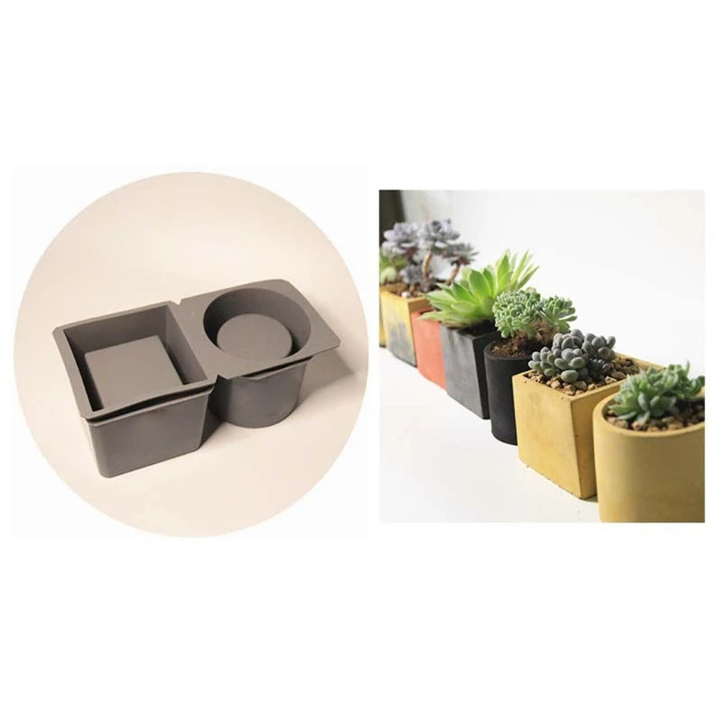 Square Round Resin Succulent Plants Pot Silicones Molds