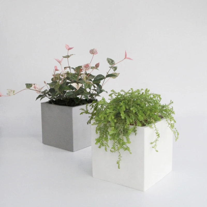 4 inch Square Concrete Flower Pot Silicone Mold DIY Succulent Planter Mold