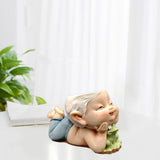Frog Boy Flowerpot Epoxy Resin Mold DIY Craft Pen Holder