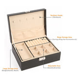 Luxury Leather Jewelry Box with Wooden Frame