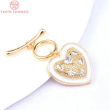24K Plated Brass Zircon Bracelet Toggle Clasps Jewelry Findings