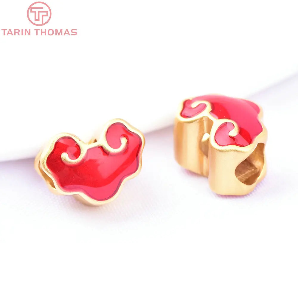 6PCS 24K Brass Dripping Charms Beads for DIY Jewelry Making