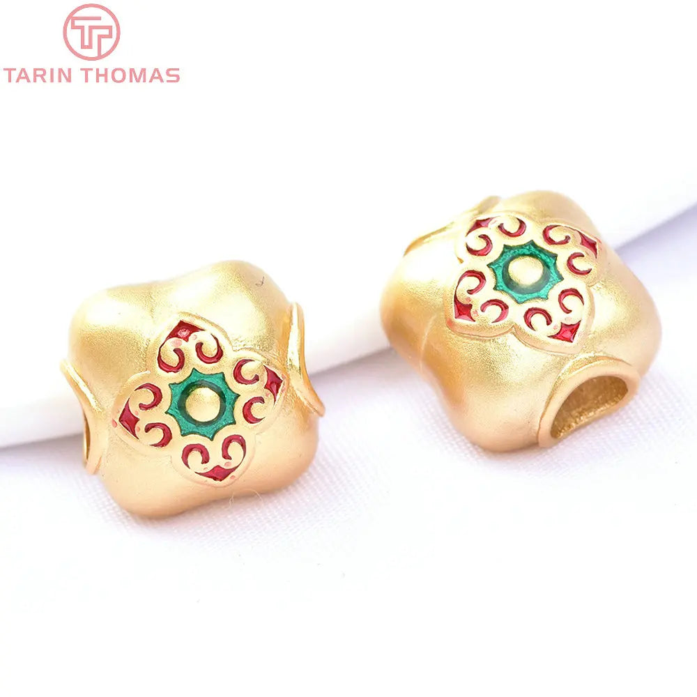 6PCS 24K Brass Dripping Charms Beads for DIY Jewelry Making
