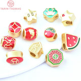 6PCS 24K Brass Dripping Charms Beads for DIY Jewelry Making