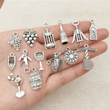 63Pcs Antique Wine Glass Grape Opener Charms for DIY Jewelry Making