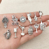 63Pcs Antique Wine Glass Grape Opener Charms for DIY Jewelry Making