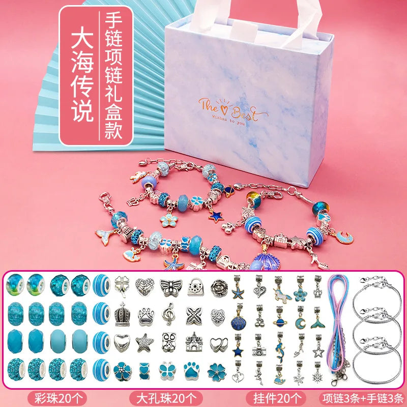 63Pcs Children Charm Bracelet DIY Kit Beads Jewelry Supplies Kid Bracelet