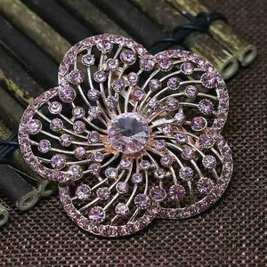 63mm Big Flower Rose Gold Brooch Women Crystal Beads Pins Jewelry