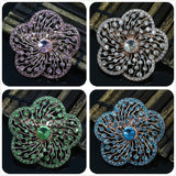63mm Big Flower Rose Gold Brooch Women Crystal Beads Pins Jewelry