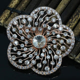63mm Big Flower Rose Gold Brooch Women Crystal Beads Pins Jewelry