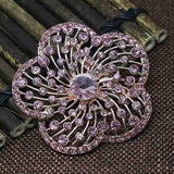 63mm Big Flower Rose Gold Brooch Women Crystal Beads Pins Jewelry