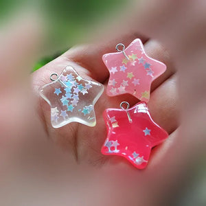63pcs 23mm Star Charms for DIY Earring Pendant Necklace Bracelet Resin