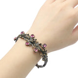 Unique Gothic Cuff Bangle Bracelet with Tourmaline, Tananite, Morganite