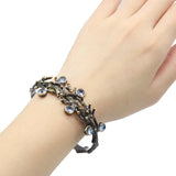 Gothic Cuff Bangle Bracelet Tourmaline Violet Tananite Morganite Metal Hiphop
