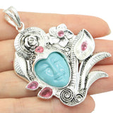 Flowers Goddess Turquoise Face Pendant 21g