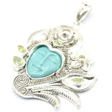 Flowers Goddess Turquoise Face Pendant 21g