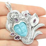 Flowers Goddess Turquoise Face Pendant 21g