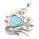 Flowers Goddess Turquoise Face Pendant 21g