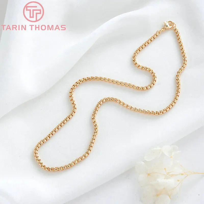 1 Piece 43.5CM 24K Brass Finished Chains Necklace High Jewelry Accessories