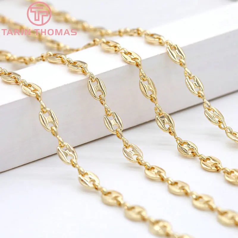 5MM 24K Plated Brass Necklace Chains Bracelet Chains
