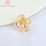 6PCS 12x13.5MM 24K Brass Flower Stud Earrings DIY Jewelry Findings