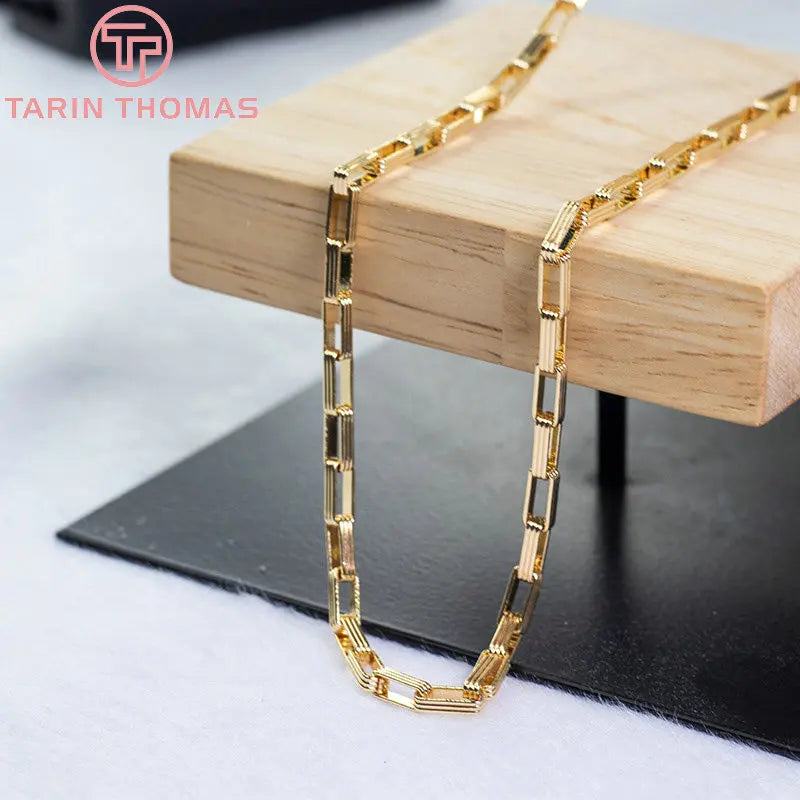 1M 3.5x8MM 24K Plated Brass Necklace Bracelet Chains High Jewelry Accessories