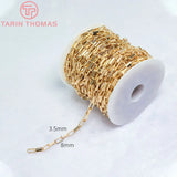 1M 3.5x8MM 24K Plated Brass Necklace Bracelet Chains High Jewelry Accessories