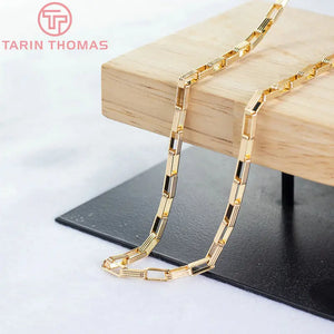 1M 3.5x8MM 24K Plated Brass Necklace Bracelet Chains High Jewelry Accessories