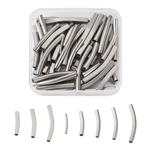 64Pcs 201 Stainless Steel Tube Beads Mixed Sizes Women Bangle Necklace Bracelet