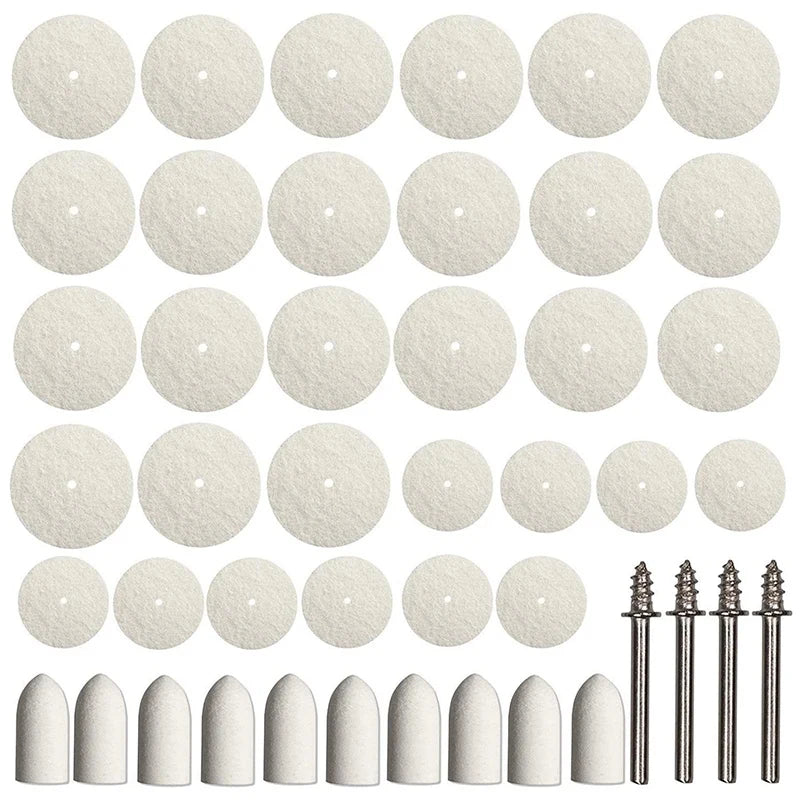 64Pcs Felt Polishing Wheel Buffing Pad Set for Rotary Tools Mixed
