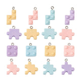 64Pcs Plastic Puzzle Piece Charms with Iron Loop Mixed DIY Jewelry Making