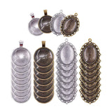 64pcs Oval Round DIY Metal Ornament Pendant Accessories for Craft Jewelry