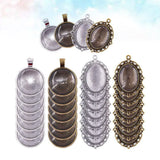 64pcs Oval Round DIY Metal Ornament Pendant Accessories for Craft Jewelry