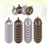 64pcs Oval Round DIY Metal Ornament Pendant Accessories for Craft Jewelry