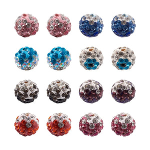 64pcs 9~10mm Disco Ball Beads with Glass Rhinestone for Jewelry Making