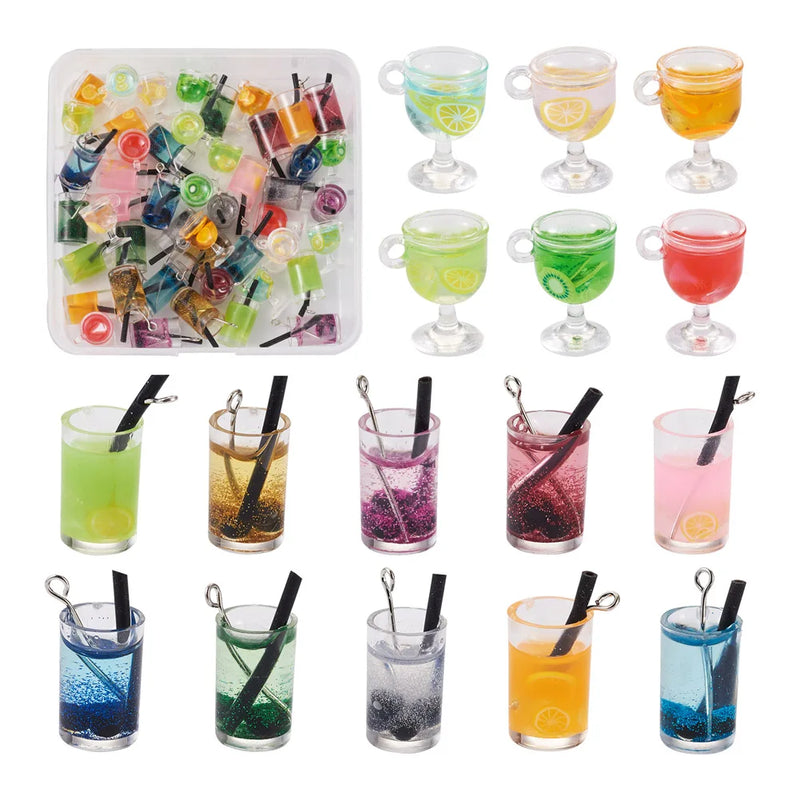 64pcs Juice Draft Beer Resin Pendants Charms for Jewelry Making