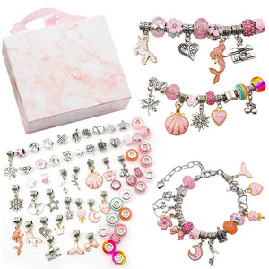 64pcs DIY Charm Bracelet Kit for Girls with Beads and Pendants