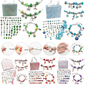 64pcs DIY Charm Bracelet Kit for Girls with Beads and Pendants